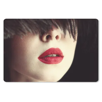 Produktbild von MuchoWow® Schreibtischunterlage Frau - Lippen - Rot - Porträt 60x40 cm - XXL Mauspad - Großes Mauspad