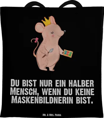 Produktbild von Mr. & Mrs. Panda Einkaufstasche Maskenbildnerin Herz - Schwarz - Geschenk, Ausbildung, Tasche, Shopping, Spruch, Laptoptasche, Beauty Salon, Tote Bag, Lustig, Jutebeutel
