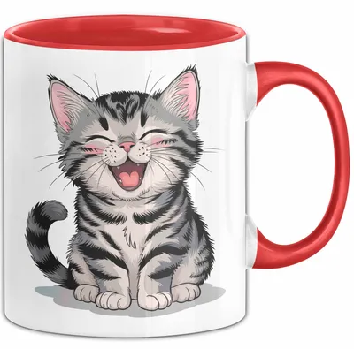 Produktbild von Katzen Tierliebhaber Tasse Geschenk Lustige Geschenkidee Spruch (Rot)