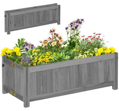 Produktbild von Faltbarer Holzpflanzkasten, Hochbeet fš¹r Gemš¹se und Blumen auf Terrasse, Balkon oder Veranda, 70 x 30 x 25 cm, Grau