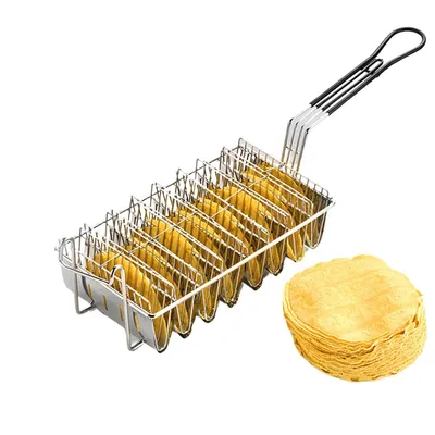 Produktbild von Taco-Korb, Taco-Ständerkorb, V-förmige Tortilla-Schalenform, Taco-Schalen für Burritos und Tacos (8 Gitter)