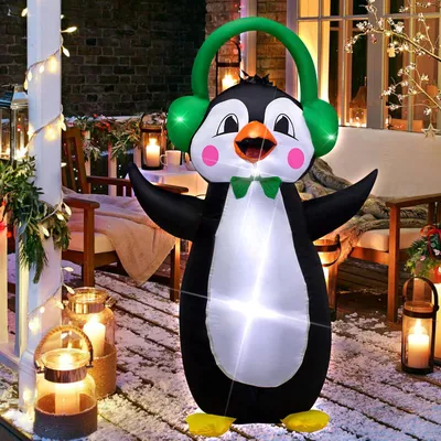 Aufblasbarer Pinguin 122 cm mit LED, Weihnachtsdekoration