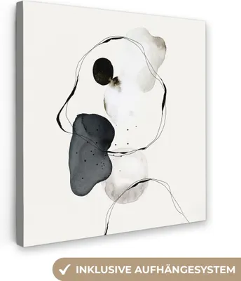 Obrázek produktu pro OneMillionCanvasses® - Obrazy na plátně - Abstraktní - Malba - Umění - Černá a bílá, Fototapeta, Nástěnná dekorace Obývací pokoj obrazy, 90x90cm