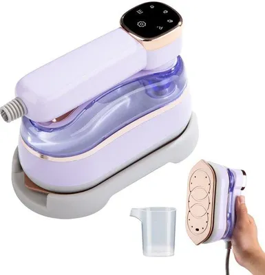 Immagine prodotto di Vaporizzatore portatile per indumenti, 1400 W, vaporizzatore da viaggio 2 in 1, 220-240 V, riscaldamento rapido in 10 secondi, serbatoio rimovibile da 180 ml, vaporizzatore portatile leggero da viaggio, blu
