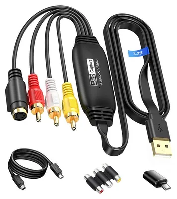 Produktbild von VHS Digital Konverter USB – 1080p, SCART/AV, Plug & Play | Digitalisierer für Windows & macOS