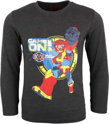 Produktbild von Power Players Jungen Kinder langarm T-Shirt – Dunkelgrau / 98