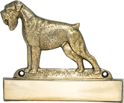 Obrázek produktu pro Knírač - Adresní tabule se psem, mosazná jmenná deska, personalizovaná dveřní tabule se jménem značky Art-Dog