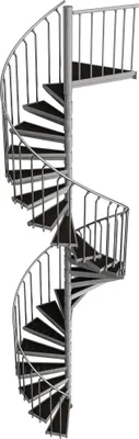 Produktbild von Spindeltreppe Ø 180 cm | Höhen: 432-446 cm | 23 Stufen, ein Podest | WPC-Stufenbelag