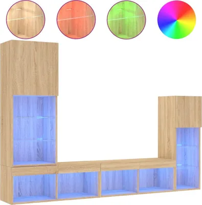 Produktbild von vidaXL 4-tlg. Wohnwand mit LED-Beleuchtung Sonoma-Eiche Holzwerkstoff