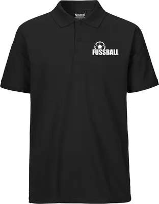 Produktbild von Huuraa Herren Polo Shirt Fussball Ball S Black Bio Baumwolle Fairtrade Poloshirt Geschenkidee