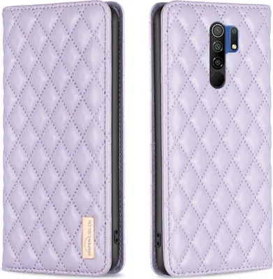 Produktbild von Redmi 9 Hülle, Elegant Bookstyle Flip Leder Kartenfächer Schutzhülle mit Ständer für Xiaomi Redmi 9 Lila
