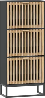 Zdjęcie produktu dla Szafka na buty, czarna, 52x25x120 cm, materiał drewnopochodny