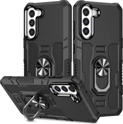 Immagine prodotto di Galaxy S21 FE 5G Case, resistente custodia a doppio strato con supporto ad anello e supporto per Samsung Galaxy S21 FE 5G nero