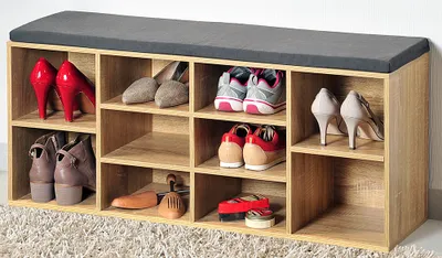 Produktbild von KESPER Schuhregal mit Kissen 1035 x 48 x 295 cm Eiche Nachbildung 15920