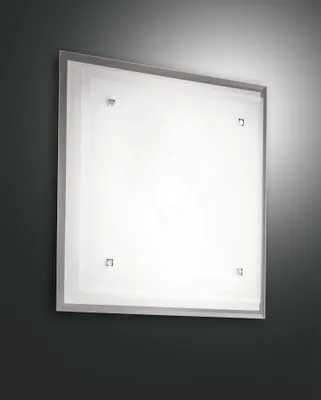 Produktbild von Deckenlampe Metall Glas E27 40 cm breit Chrom Weiß 2-flammig eckig