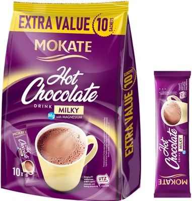 Zdjęcie produktu dla Mokate Gorąca Czekolada do Picia - Mleczna z Magnezem Hot Chocolate Milky 10 Saszetek