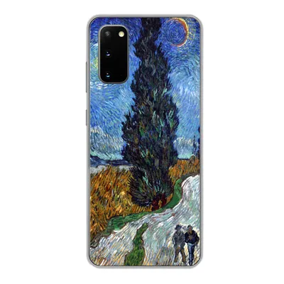 Produktbild von MuchoWow® Handyhülle Schutzhülle Hülle für Samsung Galaxy S20 Straße mit Zypresse und Stern - Vincent van Gogh Silikon Softcase Handy Hülle - Bild