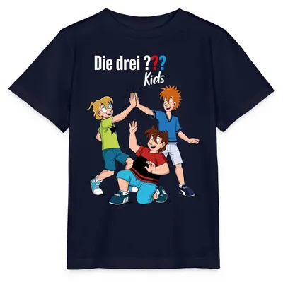 Produktbild von Spreadshirt Die Drei Fragezeichen Kids Detektive Team Kinder Basic T-Shirt, 122/128 (7-8 Jahre), Navy