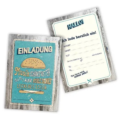 Produktbild von itenga 12x Einladungskarte BBQ retro Grillparty A6