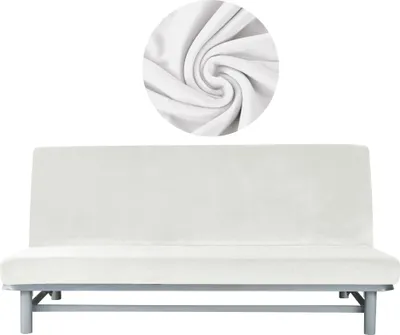 Produktbild von Elastischer Velours-Bezug für Schlafsofa / Couch 190–210 cm in Weiß – Schonbezug