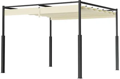 Produktbild von Pergola mit Schiebedach Gartenpavillon Wasserdicht & Winterfest Freistehende Terrasseabdeckung Sonnenschutz Beige 3x3M