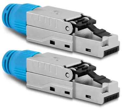 Produktbild von Netzwerkstecker Cat8 CAT8.1 RJ45 Stecker 2x Steckverbinder werkzeuglos geschirmt