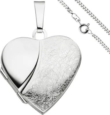 Produktbild von JOBO Medaillon Herz Anhänger zum Öffnen für 2 Fotos 925 Silber mit Kette 60 cm
