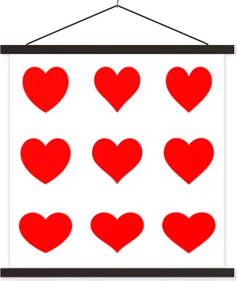 Produktbild von MuchoWow® Textilposter Eine Illustration mit neun roten Herzen 60x60 cm mit schwarzem Rahmen - Posteraufhänger