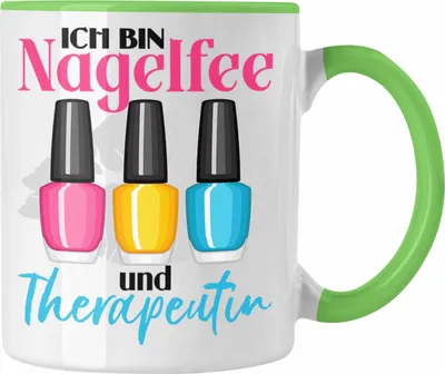 Produktbild von Trendation - Nagelfee und Therapeutin Tasse Geschenk Kosmetik Nageldesignerin Nagelstudio (Grün)