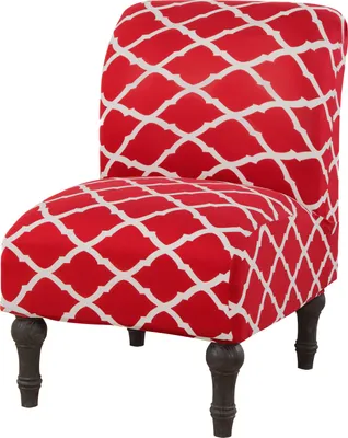 Produktbild von Armless Chair Slipcover Stretch Samt Elasthan Stuhlbezüge  Stuhlbezug Ohne Sesselbezüge Möbelschutzbezüge Abnehmbar Waschbar Für Home Hotel Wohnzimmer(Rot Geometrisch)
