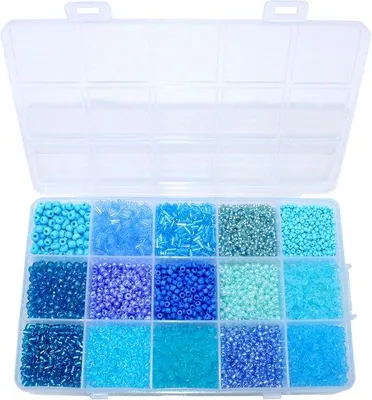 Zdjęcie produktu dla Mini zestaw koralików z niebieskiego szkła 2/3/4/7 mm