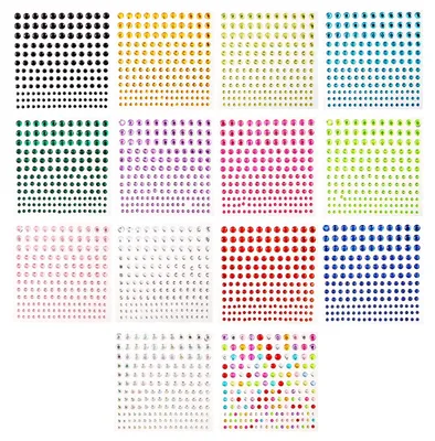 Glitzersteine 1650 Stück, selbstklebend, 3-6 mm, 14 Farben, DIY