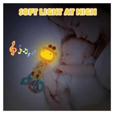 Produktbild von Rassel für Babys von 0-6 Monaten, Spielzeug mit Musik für 0-6 Monate, Greifling mit Rassel, Plüschtiere für Babys, Entwicklungs-Spielzeug für 0-12 Monate