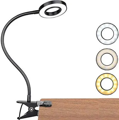 Image de Lampe LED à pince, lampe de lecture à intensité variable, pince, protection des yeux, lumière de lit 3 modes 10 niveaux de luminosité, alimentation USB, portable, flexible, lévitation