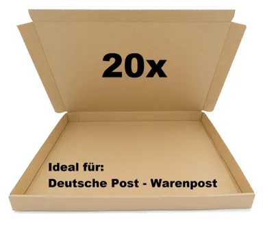 Produktbild von 20x SAD Warenpostkartons 350x250x30mm Karton für Warenpost International XS geeignet - DIN A4 Format - Briefkartons - Deutsche Post Karton - leicht & stabil