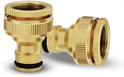 Immagine prodotto di Raccordo rapido per tubo da giardino in 2 pezzi, adattatore metallico 2 in 1 da 3/4" e 1/2", connettore con filettatura femmina per tubi da giardino