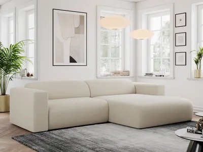 Produktbild von MKS MEBLE Ecksofa, Sofa L-Form, Wohnlandschaft L-Form, Modern Design Couch, Sofagarnitur, Couchgarnitur, Polsterecke - PASADENA -Beige Boucle - rechts seite