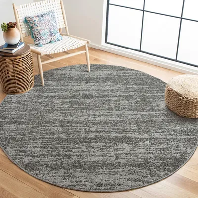Zdjęcie produktu dla Unyqoos® Okrągły dywan Ø 200 cm – Relax Oslo, dywan o niskim włosiu, jednolity kolor, wykonany z polipropylenu, kolor: szary, gramatura: 1850 g/m², certyfikat OEKO-TEX100