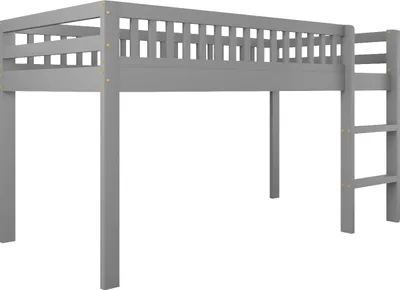Produktbild von Hochbett mit Lattenrost, Leiter und Rausfallschutz, (90x200cm) Kinderbett, Jugendbett, Kiefer