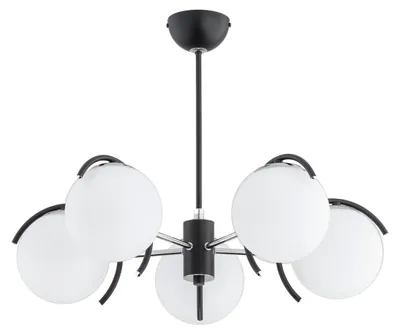 Immagine prodotto di Lampada a sospensione AVISTA bianco e nero 5xE14x10W in vetro, dimensioni: 48x60x60 cm, IP20, Alfa