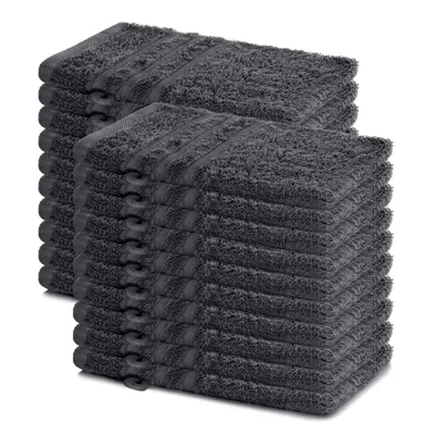 Produktbild von Lavea® 20er Set Waschhandschuh 15x21 cm – Waschhandschuhe 100% Baumwolle, waschbar – Frottierserie Elena – Anthrazit