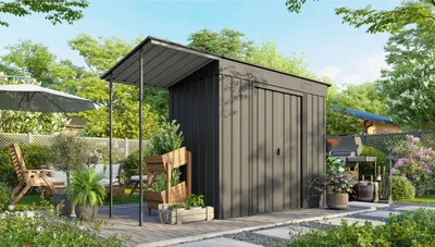 Produktbild von Globel Industries Gerätehaus "Skillion 84" anthrazit 4,03 m² inkl.Schleppdach