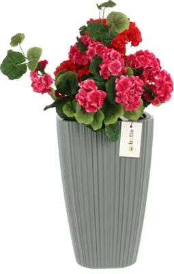 Obrázok produktu pre Vysoký štvorcový kvetináč s vložkou V 60 cm, sivý, drážkovaný, štýlový