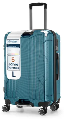 Immagine prodotto di Valigia rigida 4FLY con telaio in alluminio, L 68 cm (69 L) in PC+ABS – con lucchetto TSA, 4 ruote doppie girevoli, bagaglio da viaggio