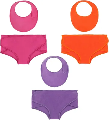 Imagen del producto de Juego de 6 piezas de pañales y baberos reutilizables para muñecas, de 30-45 cm, accesorios coloridos para muñecas para niños