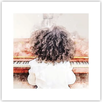 Produktbild von Poster - Poster ohne Rahmen - Kind Klavier Aquarell - 30x30 cm - Wand Bild - Wanddeko - Wandbilder - Kunstposter - Wandposter - Bilder - Kunstdruck - Wanddekoration - Wandbild - P2XAC30x30-4702