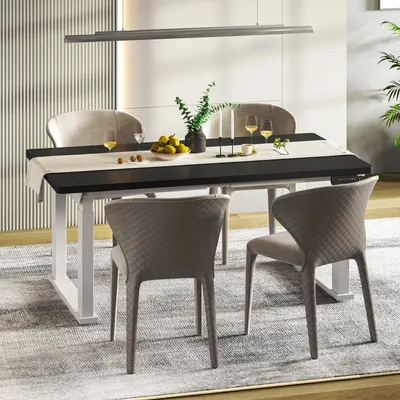Produktbild von FLEXISPOT Höhenverstellbarer Esstisch 180x80 cm, elektrisch, stabile 4 Beine, bis 150 kg, mit Memory-Funktion, modernes Design für Esszimmer, Schwarz