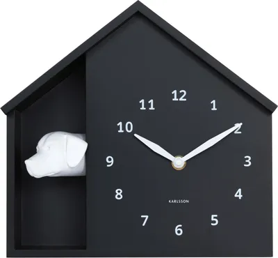 Produktbild von Karlsson - Wanduhr Peeking Doggy - Schwarz - 24.9x24.9x27cm
