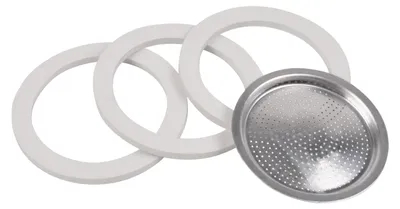 Produktbild von Bialetti 0800003, Kaffeefilter, Moka Express, New Dama, Mini Express., Aluminium, Weiß, Aluminium, Gummi, 4,9 cm, 4 Stück(e)