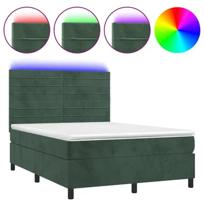 Immagine prodotto di vidaXL Letto a molle con materasso e LED verde scuro 140x190 cm in velluto